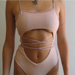 Frankies Bikinis | Alice Terry Wrap One Piece | Coco Cheetah Print | Medium
